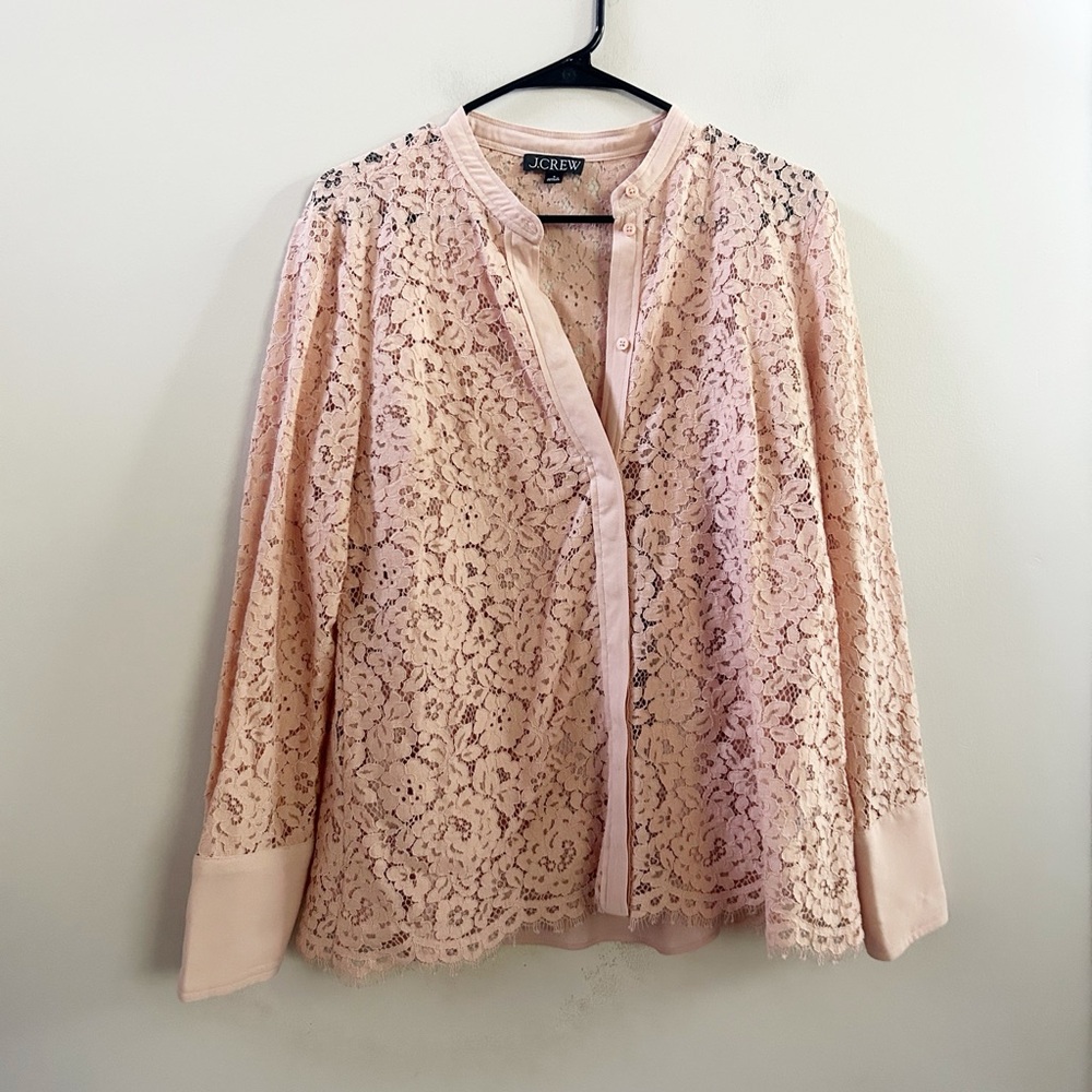 J.crew pink lace blouse 8
